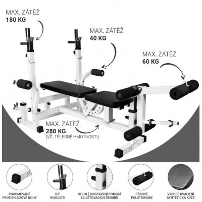 Gorilla Sports Posilňovacia lavička, biela, 180 x 106 cm