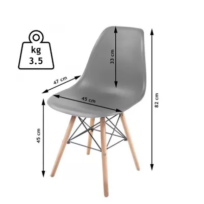 MIADOMODO sada 8 stoličiek s plastovým sedadlom, šedá