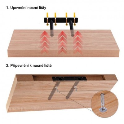 Stilista nástenná polica, sada 2 kusov, 50 cm, biely lesk