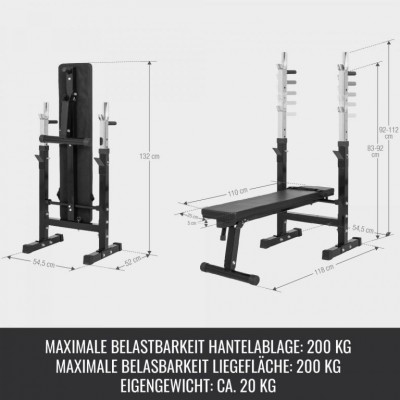 Gorilla Sports Posilňovacia lavica + nakladací set 100 kg