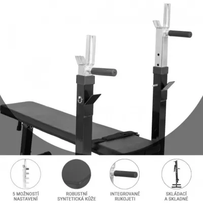 Gorilla Sports Posilňovacia sklápacia lavica so stojanom, čierna