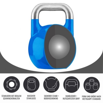 Gorilla Sports Súťažný kettlebell, modrý, 12 kg