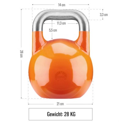 Gorilla Sports Súťažný kettlebell, oranžový, 28 kg