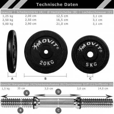 MOVIT sada liatinových činiek - 2 x 30 kg