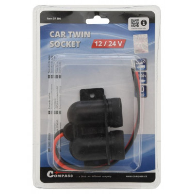 Dvojitá zásuvka s krytom - 12 V / 24 V