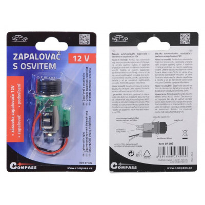 Zapaľovač s osvitom EURO - 12 V