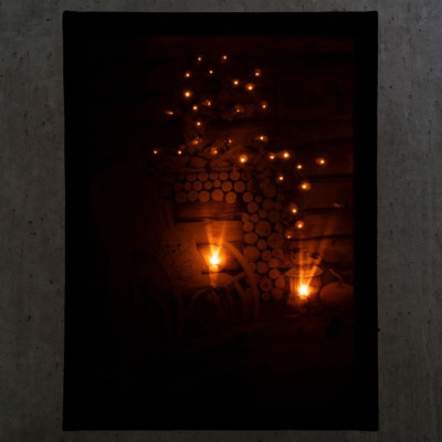 Nástenná maľba hojdacie kreslo, 2 LED, 30 x 40 cm