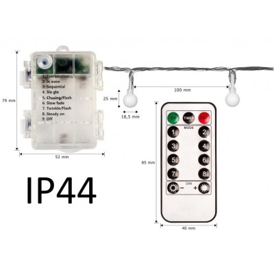 VOLTRONIC Svetielka 5 m, 50 LED, studená biela, na batérie