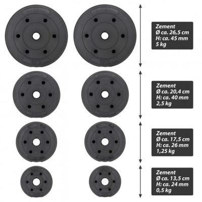 MAXXIVA liatinový obojručný set so závažím, 120 cm, 23,5kg