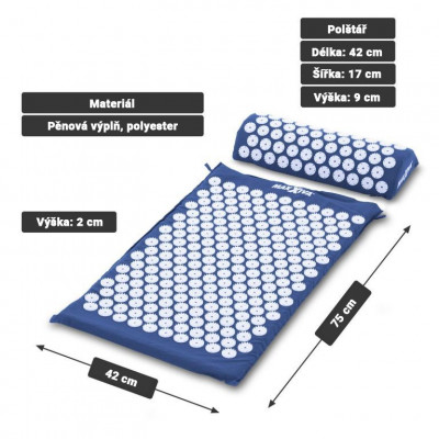 MAXXIVA Akupresúrna podložka s vankúšom, 75x42 cm, modrá
