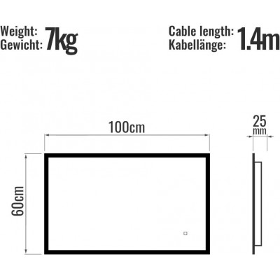 AQUAMARIN kúpeľňové zrkadlo s LED osvetlením, 100 x 60 cm