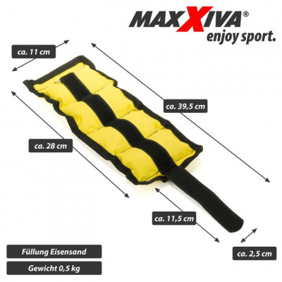 MAXXIVA záťažové manžety, 2 x 0,5 kg, žltá