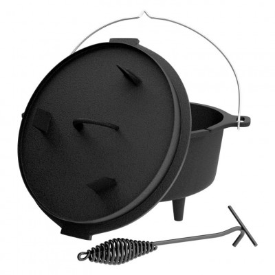 Broil-master® Liatinový kotlík s nožičkami, 9 L, čierny