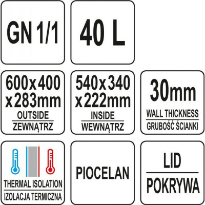 Termoizolačný kontajner GN 1/1, 40 l