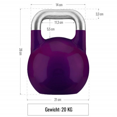 Gorilla Sports Súťažný kettlebell, fialový, 20 kg