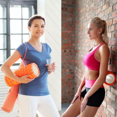 Posilňovací masážny valec - FITNESS ROLLER MOVIT žltá