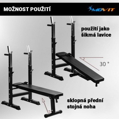 MOVIT Posilňovacia lavica, biela, 1180 x 545 x 1120 mm